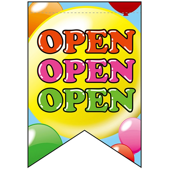 変型タペストリー (リボンカット) OPEN OPEN OPEN オープン No.69393