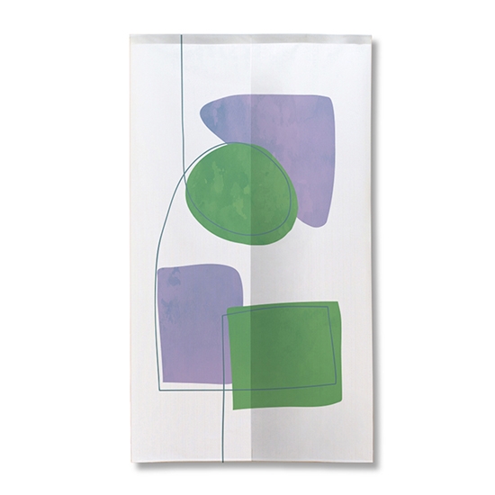 のれん 半間 暖簾 ピエゾ 抽象画 ペイントアート 緑×紫 TNR-0317