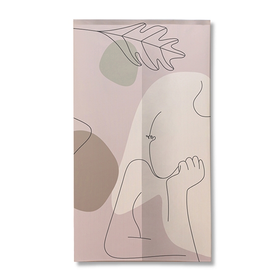 のれん 半間 暖簾 ピエゾ 植物と女性 ラインアート TNR-0337