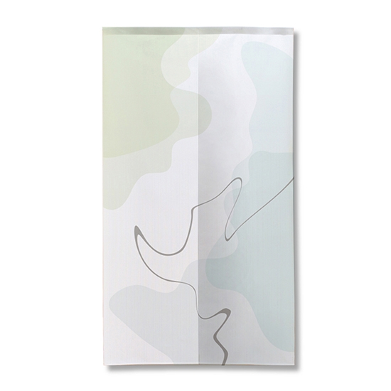 のれん 半間 暖簾 ピエゾ 水彩抽象画 ラインアート 青×緑 TNR-0374