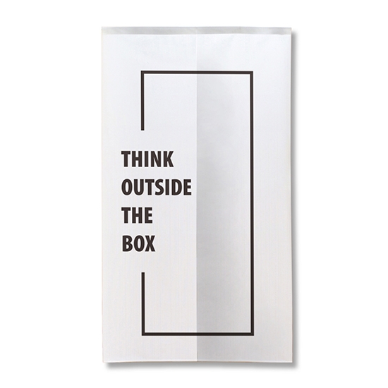 のれん 半間 暖簾 ピエゾ THINK OUTSIDE THE BOX 文字アート TNR-0416