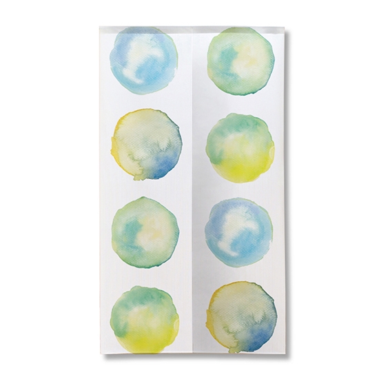 のれん 半間 暖簾 ピエゾ 水彩 ペイントアート 緑×青 TNR-0429