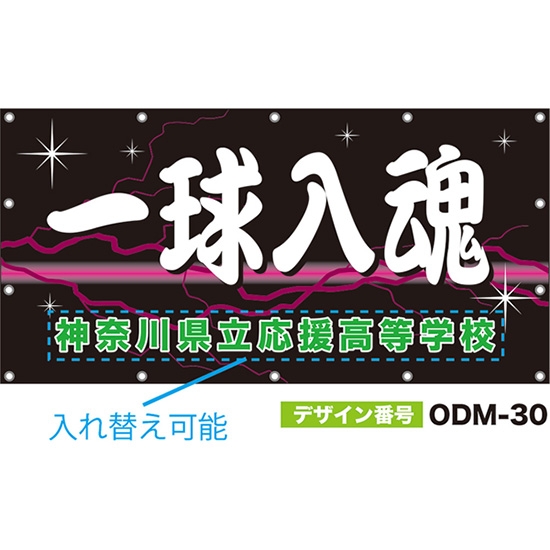 【別注】名入れ応援幕（四角型） 一球入魂 （黒） ODM-0030【受注生産】