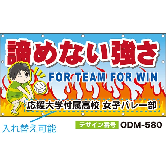 【別注】名入れ応援幕（四角型） 諦めない強さ FOR TEAM FOR WIN （水色） ODM-0580【受注生産】