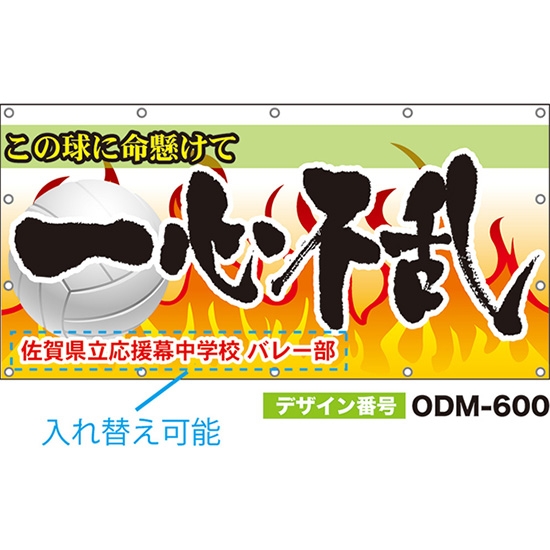 【別注】名入れ応援幕（四角型） 一心不乱 この球に命懸けて （橙） ODM-0600【受注生産】