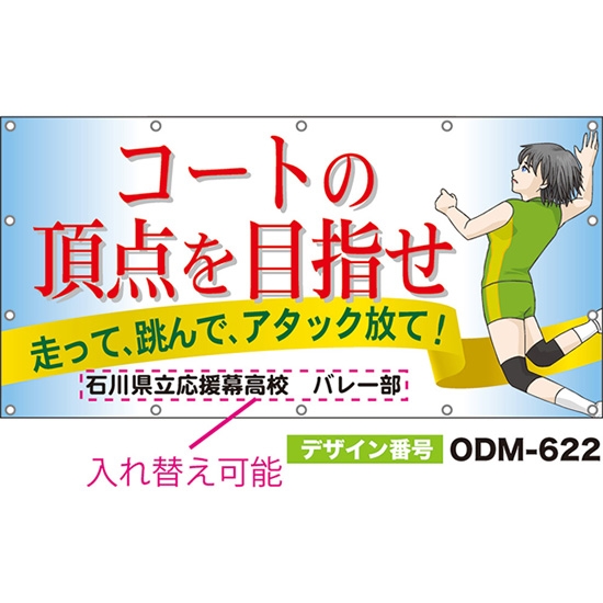 【別注】名入れ応援幕（四角型） コートの頂点を目指せ 走って、跳んで、アタック放て！ （白） ODM-0622【受注生産】