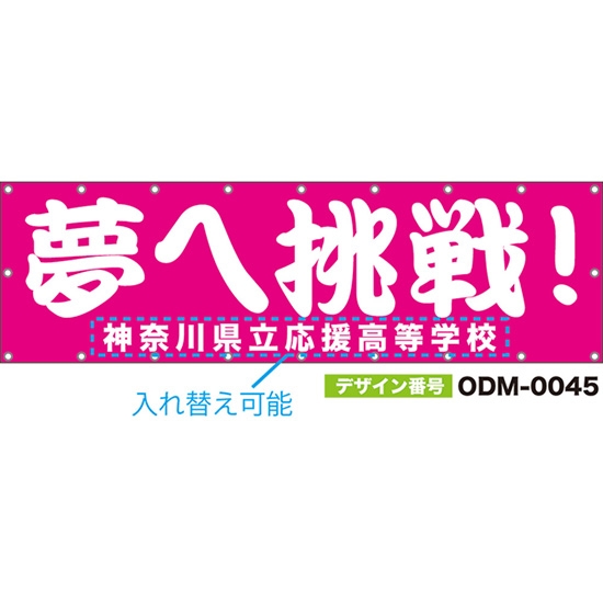 【別注】名入れ応援幕(横型) 夢へ挑戦! (ピンク) ODM-0045【受注生産】