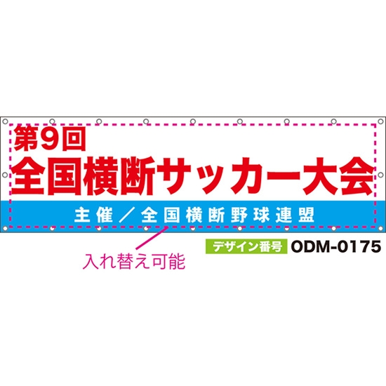 【別注】名入れ応援幕(横型) 青線 (白) ODM-0175【受注生産】