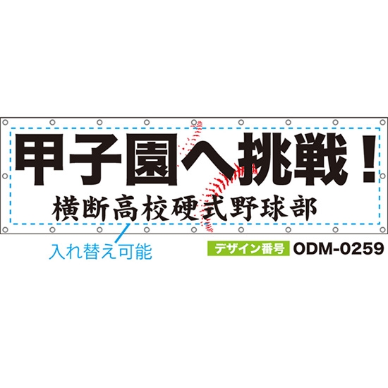 【別注】名入れ応援幕(横型) ボール柄 (白) ODM-0259【受注生産】