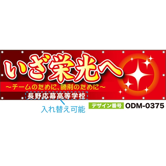 【別注】名入れ応援幕(横型) いざ栄光へ チームのために、勝利のために (赤) ODM-0375【受注生産】