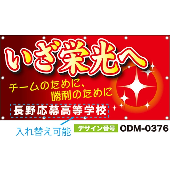 【別注】名入れ応援幕(四角型) いざ栄光へ チームのために、勝利のために (赤) ODM-0376【受注生産】
