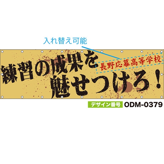 【別注】名入れ応援幕(横型) 練習の成果を魅せつけろ! (ベージュ) ODM-0379【受注生産】