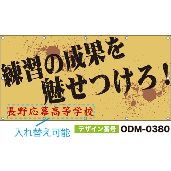 【別注】名入れ応援幕(四角型) 練習の成果を魅せつけろ! (ベージュ) ODM-0380【受注生産】
