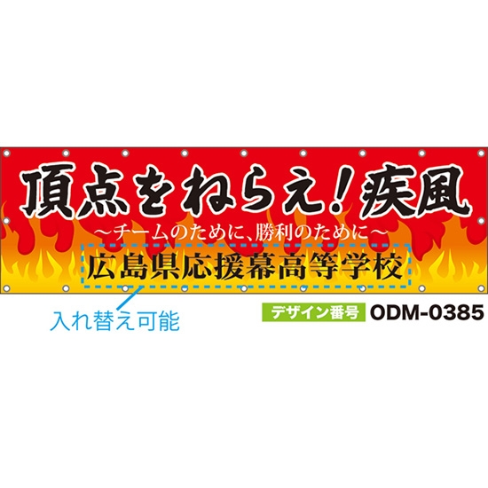 【別注】名入れ応援幕(横型) 頂点をねらえ!疾風 チームのために、勝利のために (赤) ODM-0385【受注生産】
