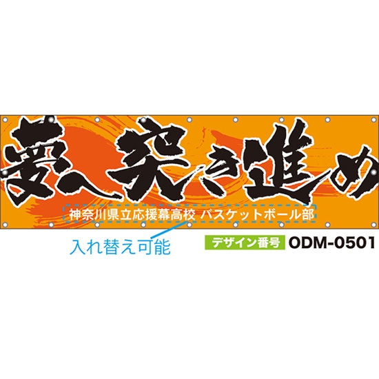 【別注】名入れ応援幕(横型) 夢へ突き進め (橙) ODM-0501【受注生産】