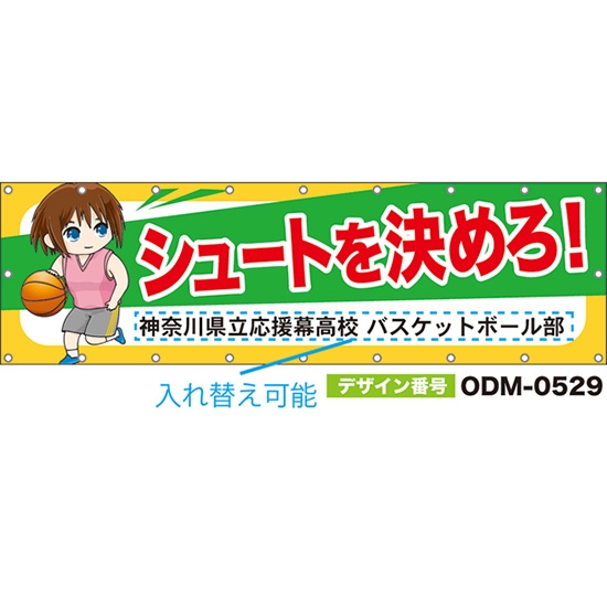 【別注】名入れ応援幕（横型） シュートを決めろ！ （緑） ODM-0529【受注生産】