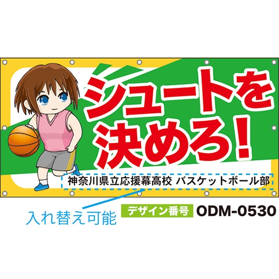 【別注】名入れ応援幕(四角型) シュートを決めろ! (緑) ODM-0530【受注生産】