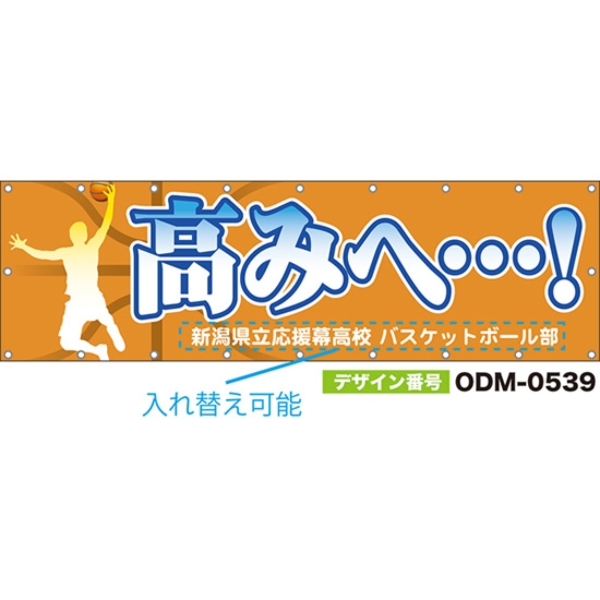 【別注】名入れ応援幕(横型) 高みへ…! (橙) ODM-0539【受注生産】