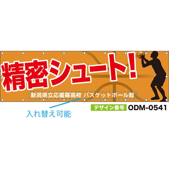 【別注】名入れ応援幕(横型) 精密シュート! (橙) ODM-0541【受注生産】