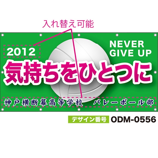 【別注】名入れ応援幕(四角型) 気持ちをひとつに NEVER GIVE UP (緑) ODM-0556【受注生産】
