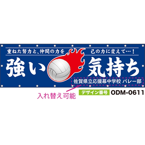 【別注】名入れ応援幕(横型) 強い気持ち 重ねた努力と、仲間の力を己の力に変えて…! (青) ODM-0611【受注生産】