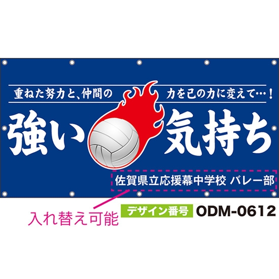 【別注】名入れ応援幕(四角型) 強い気持ち 重ねた努力と、仲間の力を己の力に変えて…! (青) ODM-0612【受注生産】