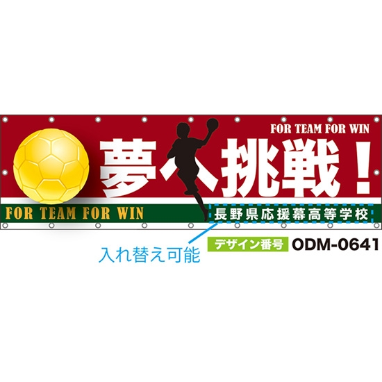 【別注】名入れ応援幕(横型) 夢へ挑戦!FOR TEAM FOR WIN (赤) ODM-0641【受注生産】