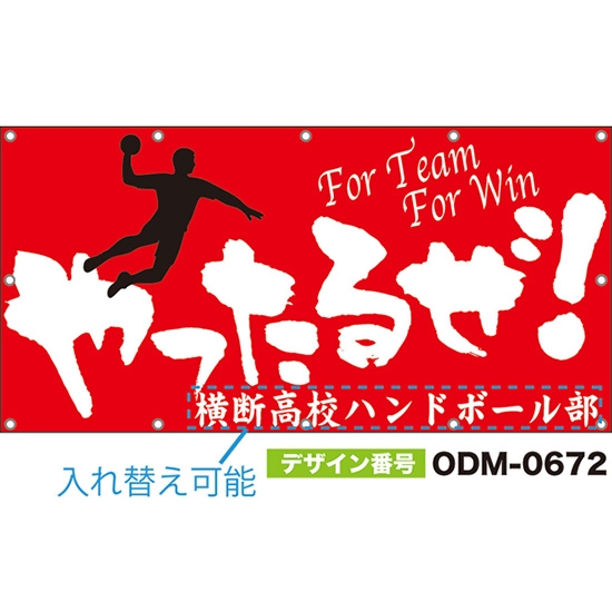 【別注】名入れ応援幕(四角型) やったるぜ!For Team For Win (赤) ODM-0672【受注生産】