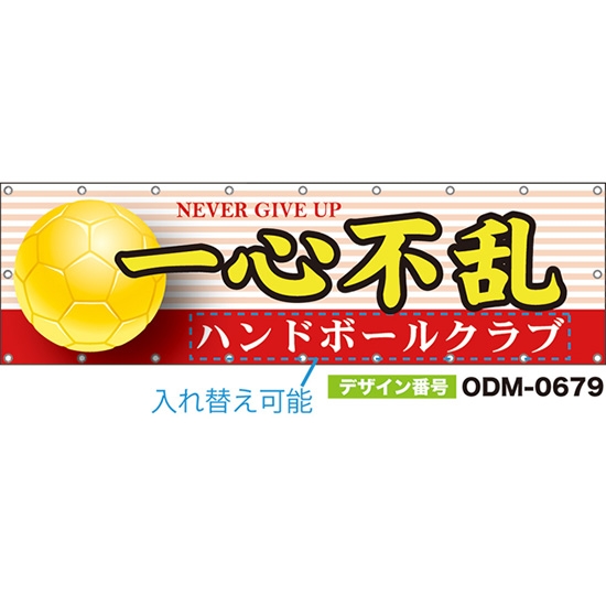 【別注】名入れ応援幕(横型) 一心不乱 NEVER GIVE UP (赤) ODM-0679【受注生産】