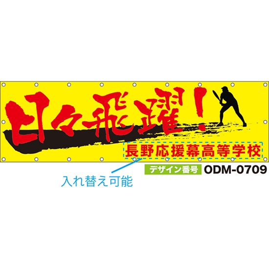 【別注】名入れ応援幕(横型) 日々飛躍! (黄) ODM-0709【受注生産】