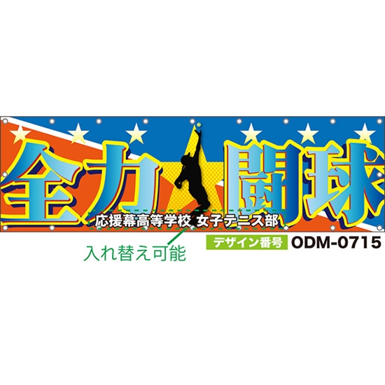 【別注】名入れ応援幕(横型) 全力闘球 (青・橙) ODM-0715【受注生産】