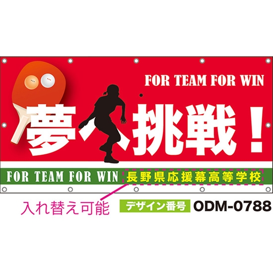 【別注】名入れ応援幕(四角型) 夢へ挑戦! FOR TEAM FOR WIN (赤) ODM-0788【受注生産】