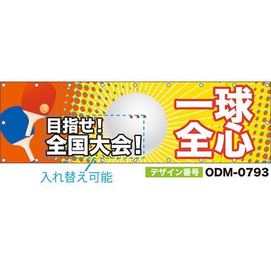 【別注】名入れ応援幕（横型） 一球全心 （黄） ODM-0793【受注生産】