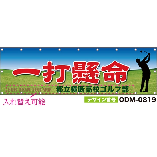【別注】名入れ応援幕(横型) 一打懸命 (青・緑) ODM-0819【受注生産】