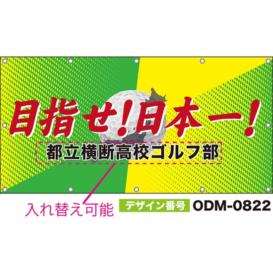 【別注】名入れ応援幕(四角型) 目指せ!日本一! (黄緑) ODM-0822【受注生産】