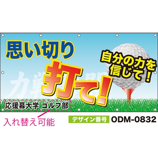 【別注】名入れ応援幕(四角型) 思い切り打て!自分の力を信じて!力戦奮闘 (水色) ODM-0832【受注生産】