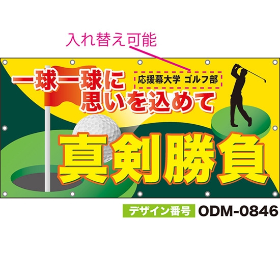 【別注】名入れ応援幕（四角型） 真剣勝負 一球一球に思いを込めて （黄・緑） ODM-0846【受注生産】