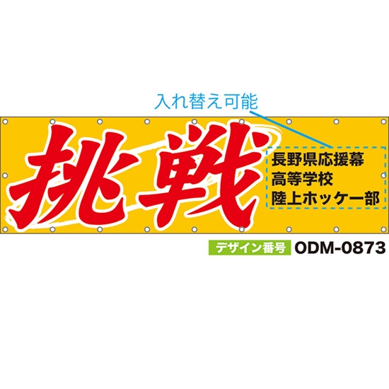 【別注】名入れ応援幕(横型) 挑戦 (橙) ODM-0873【受注生産】