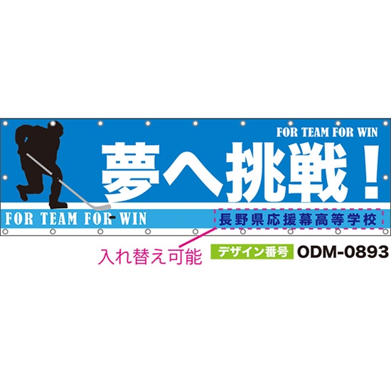 【別注】名入れ応援幕（横型） 夢へ挑戦！ FOR TEAM FOR WIN （青） ODM-0893【受注生産】