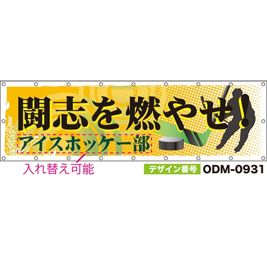 【別注】名入れ応援幕（横型） 闘志を燃やせ！ （橙） ODM-0931【受注生産】