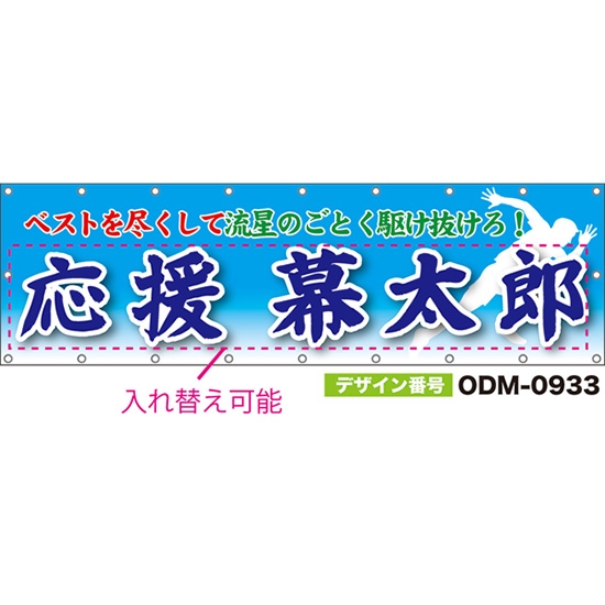 【別注】名入れ応援幕（横型） ベストを尽くして流星のごとく駆け抜けろ！ （水色） ODM-0933【受注生産】