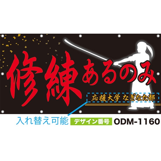 【別注】名入れ応援幕(四角型) 修練あるのみ (黒) ODM-1160【受注生産】