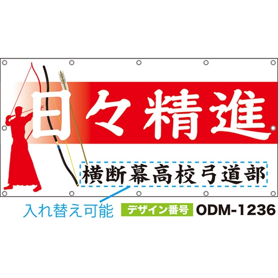 【別注】名入れ応援幕(四角型) 日々精進 (白) ODM-1236【受注生産】