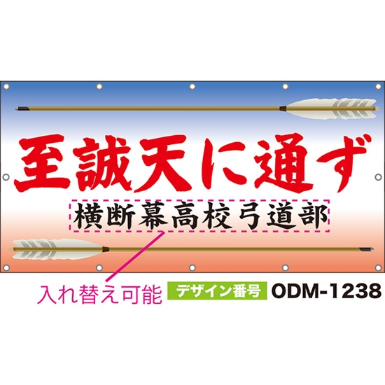【別注】名入れ応援幕(四角型) 至誠天に通ず (青・赤) ODM-1238【受注生産】