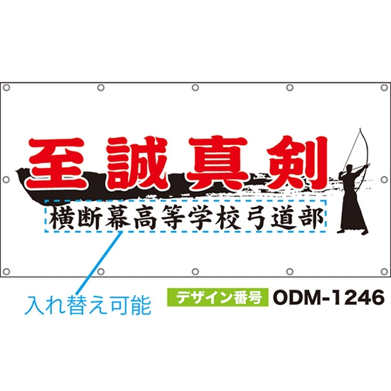 【別注】名入れ応援幕（四角型） 至誠真剣 （白） ODM-1246【受注生産】