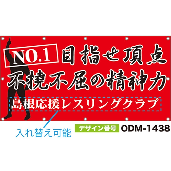 【別注】名入れ応援幕(四角型) 目指せ頂点 NO.1 不撓不屈の精神力 (赤) ODM-1438【受注生産】