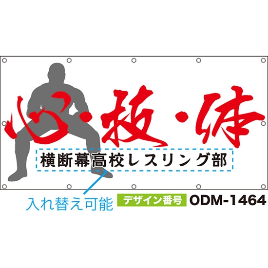 【別注】名入れ応援幕(四角型) 心・技・体 (白) ODM-1464【受注生産】