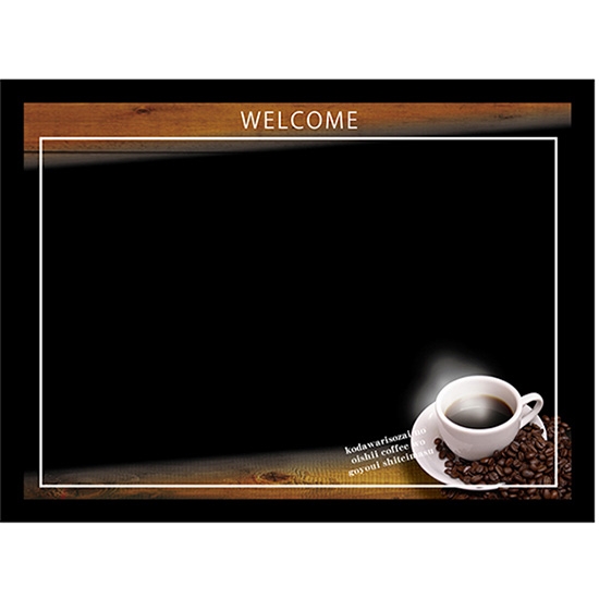黒板 ブラックボード 片面 マジカルボード Lサイズ横 WELCOME ようこそ 木目 コーヒー No.24671