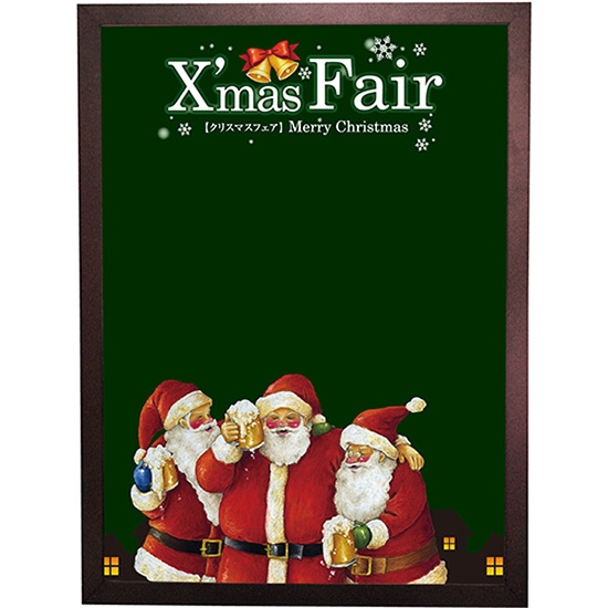 黒板 ブラックボード 片面 マジカルボード Lサイズ Xmas Fair クリスマス 緑 No.64676