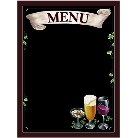 黒板 ブラックボード 片面 マジカルボード Lサイズ MENU メニュー ビール ワイン柄 No.69742